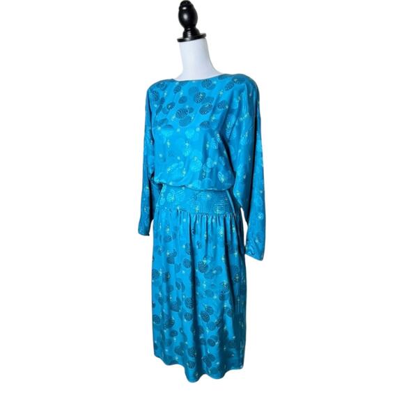 VTG Charles Bianco Italy Silk Colorful Longsleeve Art Deco Luxury Geometric Maxi - Picture 3 of 11